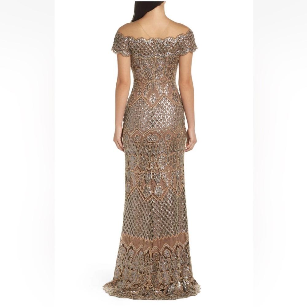 Tadashi Shoji Hawley Sequin Embroidered Gown in copper/rose color Size 10 - Picture 2 of 10